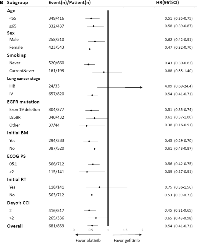 The efficacy of first-line tyrosine kinase inhibitors combined