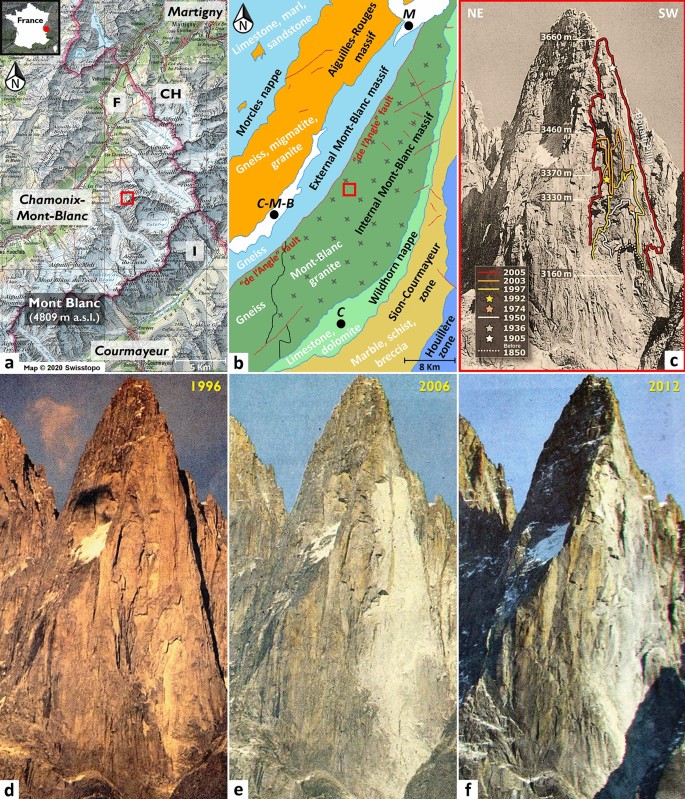 The three-stage rock failure dynamics of the Drus (Mont Blanc massif,  France) since the June 2005 large event | Scientific Reports
