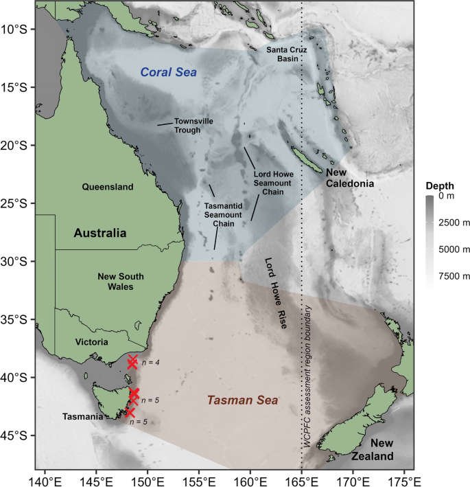 Spatial extent of the ecological programs. The red dashed line is