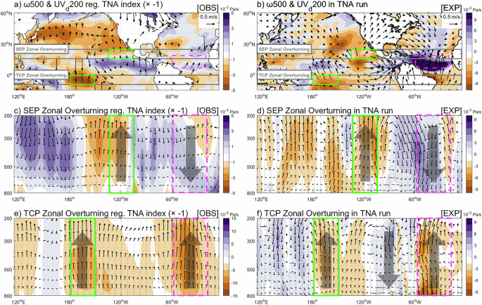 Fig. 3: Tropical Northern Atlantic Cooling Impact on TCP/SEP Ascending through Zonal Circulation.
