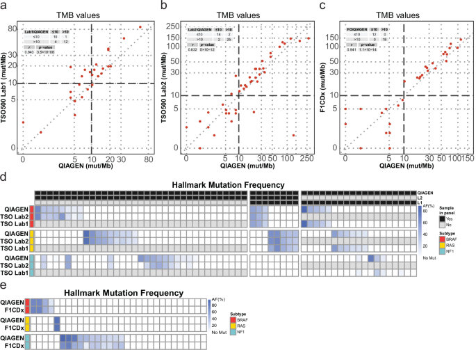 Fig. 1: TMB and melanoma driver mutations across NGS panels and laboratories.