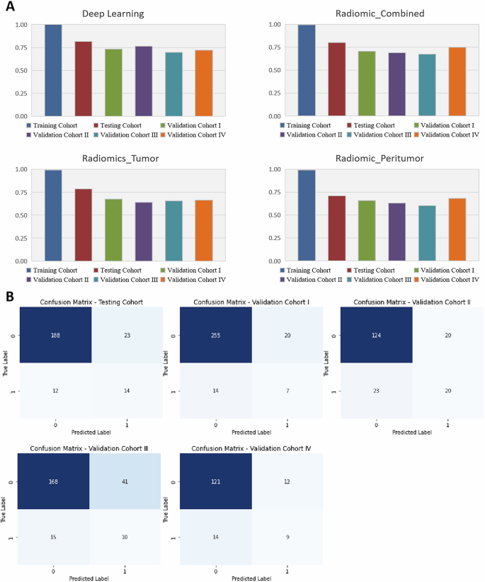 Fig. 2: Performance comparison of radiomics and deep learning models for predicting pT3a upstaging.