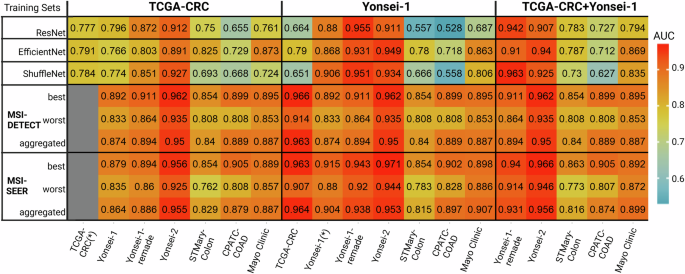 Fig. 2: MSI-SEER performance for colorectal cancer.
