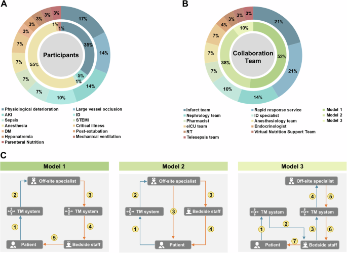 Fig. 3: Illustration of tele-interprofessional collaboration teams and models in research.