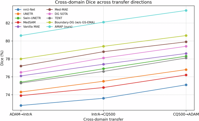Fig. 1: Cross-domain Dice performance.