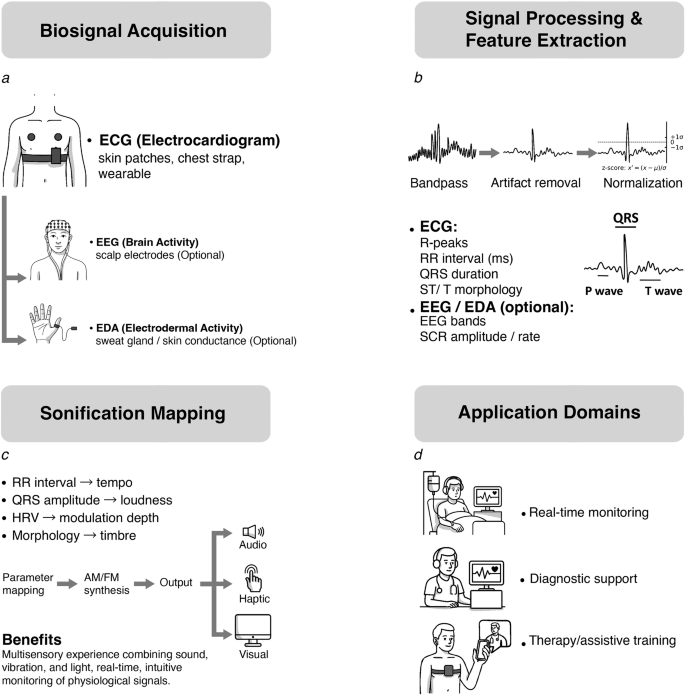 Fig. 5: Evidence-derived conceptual workflow for ECG sonification.