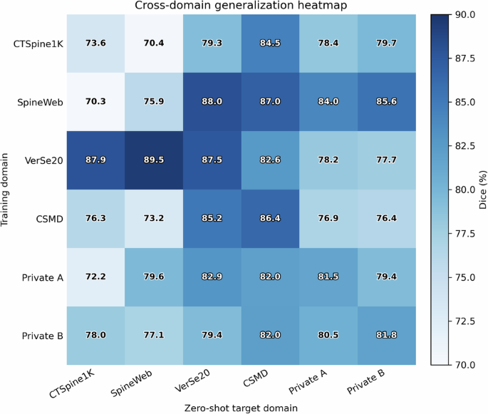 Fig. 1: Cross-domain generalization heatmap.