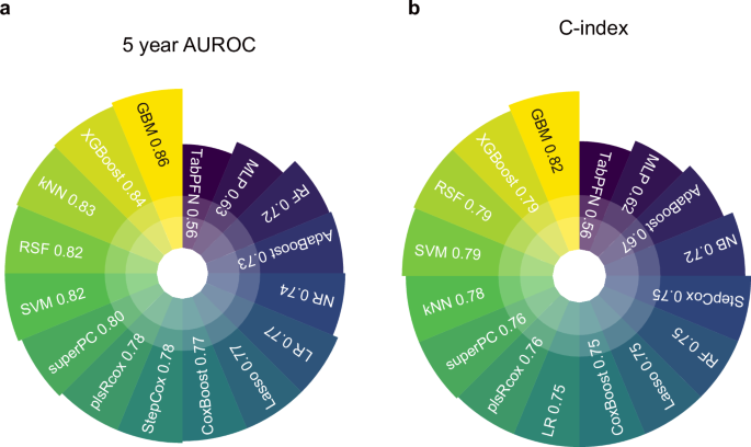 Fig. 2: Performance of different algorithms in the evaluation cohort.