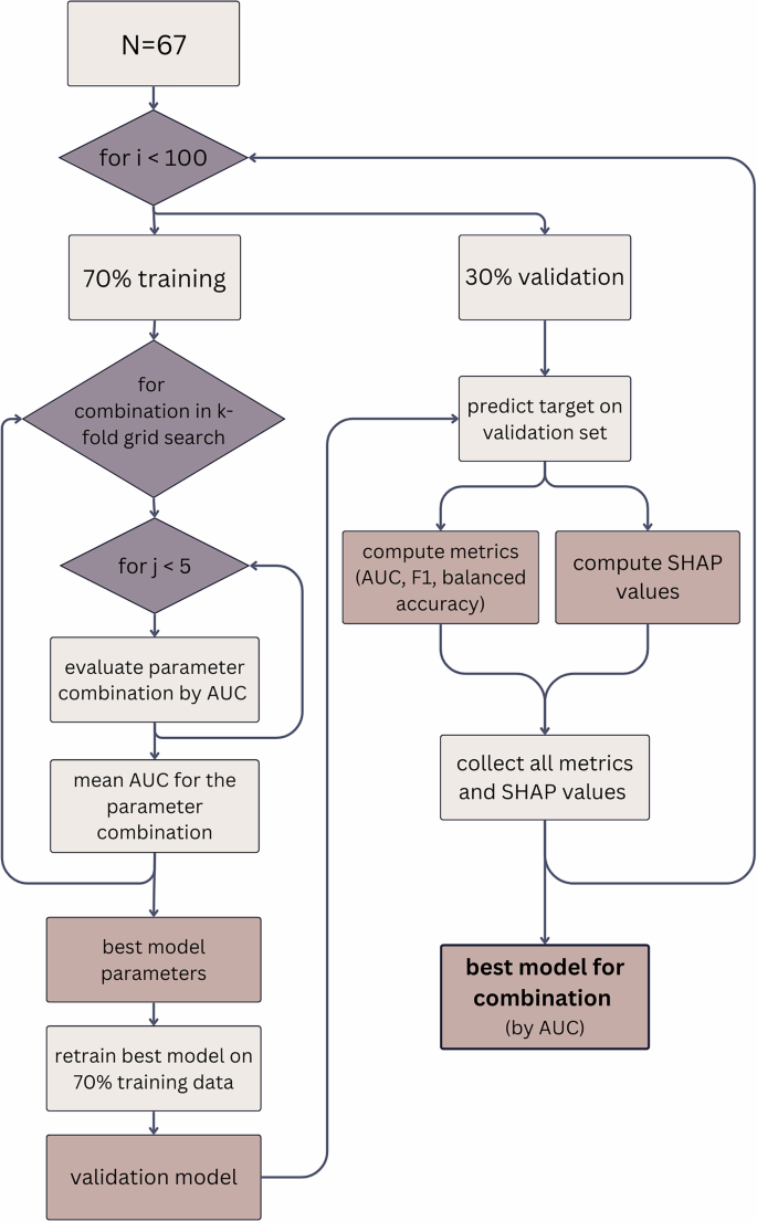 Fig. 4: Training and validation workflow for evaluating models on all feature domains in Study 1.