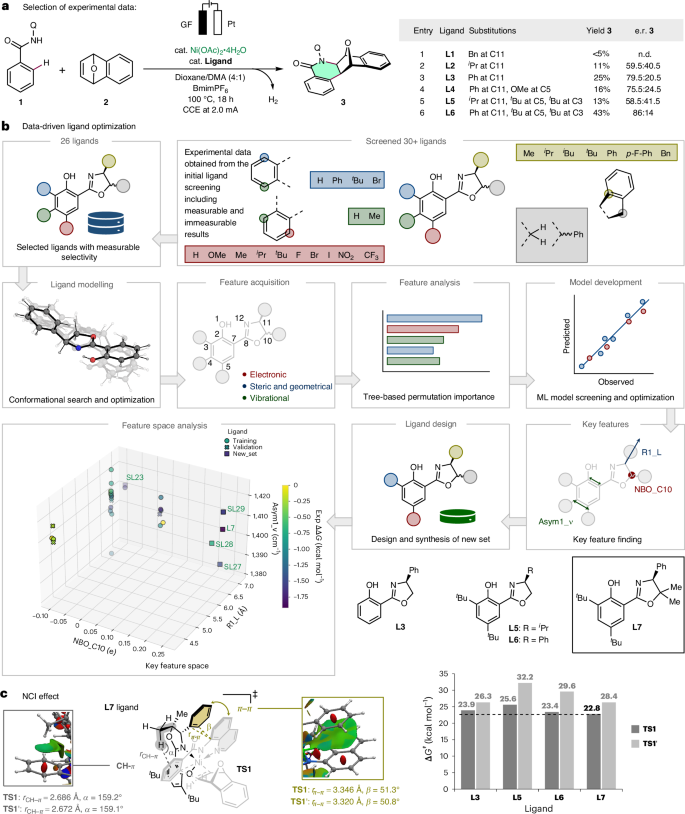 Fig. 2: Data-driven optimization of the chiral ligand.