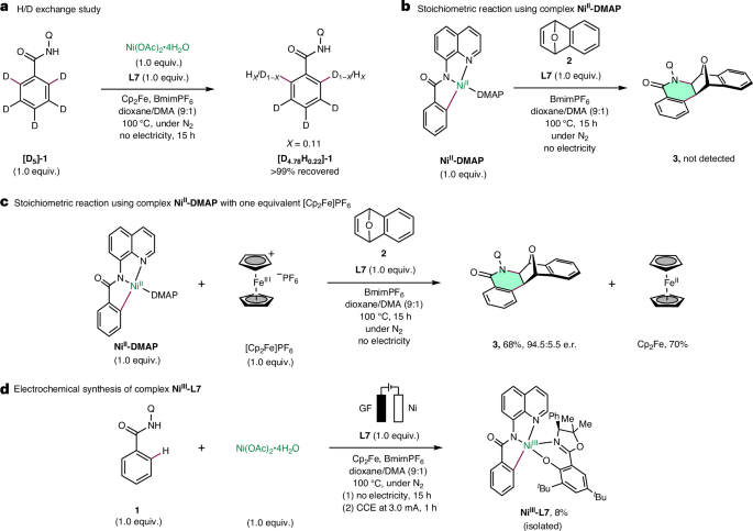 Fig. 4: Mechanistic elucidation of the nickel-electrocatalysed C–H activation process.