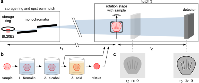 Fig. 2: Phase-contrast imaging setup (not to scale).