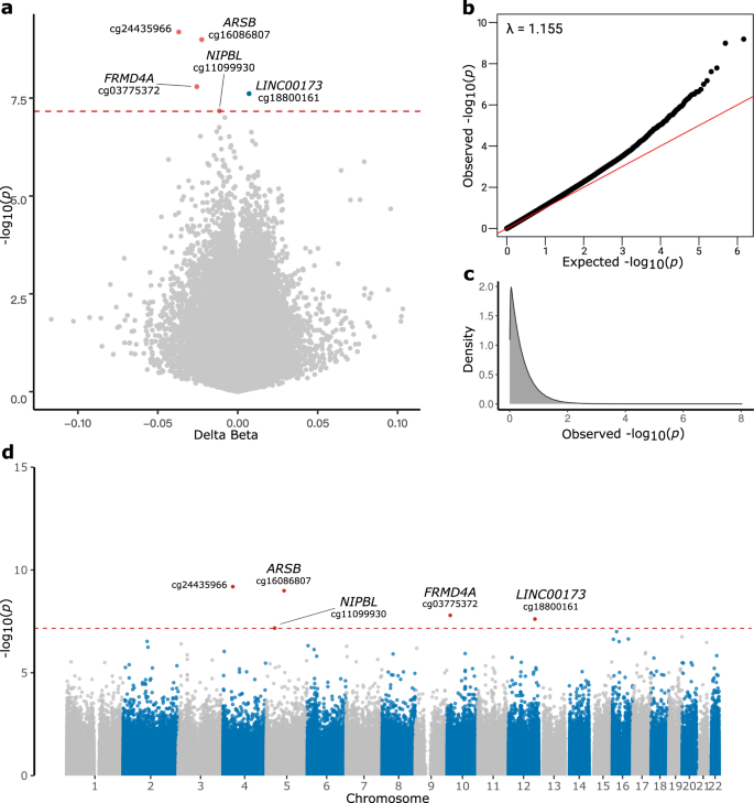 Differential methylation analysis in neuropathologically confirmed 