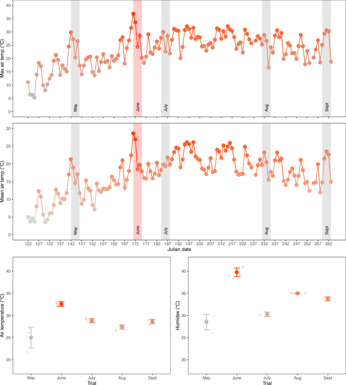 Fig. 1: Air temperature conditions during the experimental trials.