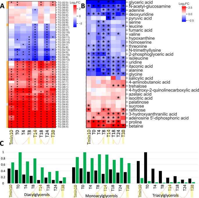 Fig. 5: Metabolomic response of Scenedesmus obliquus UTEX393 under salt stress.