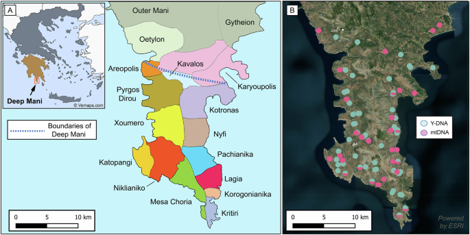 Fig. 1: Outline of the Mani Peninsula.