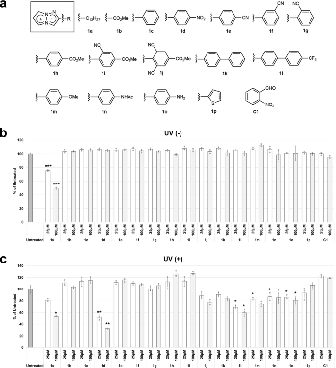 Fig. 2: Screening for 2-substituted TAP derivatives exhibiting photo-induced cytotoxicity.