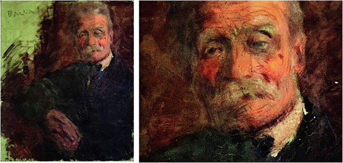 Fig. 17: UV imaging of “Ritratto d’uomo” by Giacomo Balla.