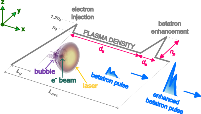 Fig. 1: An illustration of the proposed setup for betatron radiation enhancement.
