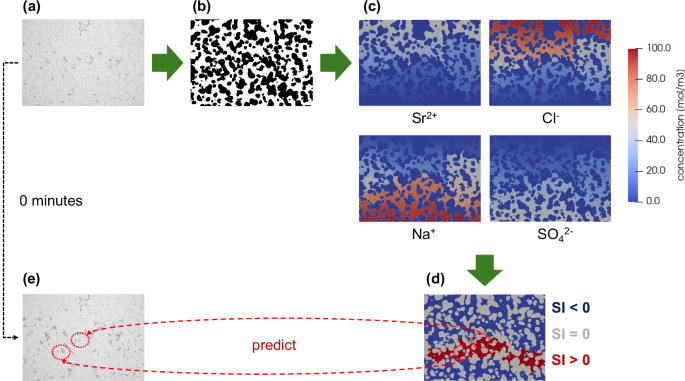 Fig. 4: Prediction of precipitation location for the chip with rock pattern case.