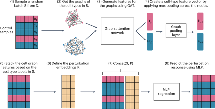 Fig. 1: PrePR-CT, a graph-based deep learning method to predict single-cell perturbation response.
