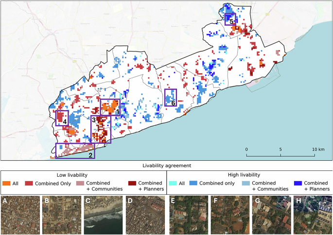 Fig. 7: Level of agreement in perceived urban livability clusters.