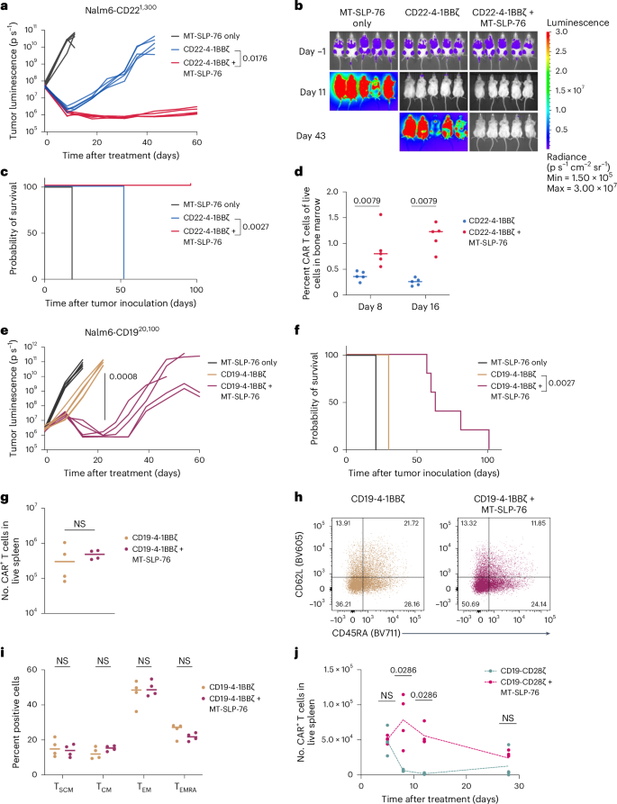 Fig. 3: MT-SLP-76 overcomes antigen-low escape in vivo.