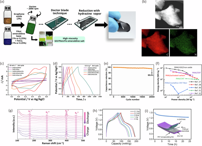 Fig. 3: Representative structures and electrochemical performances of CP/carbon hybrids.