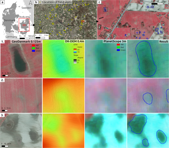 Fig. 1: Examples of flooded fields in the study area Zealand in Denmark.