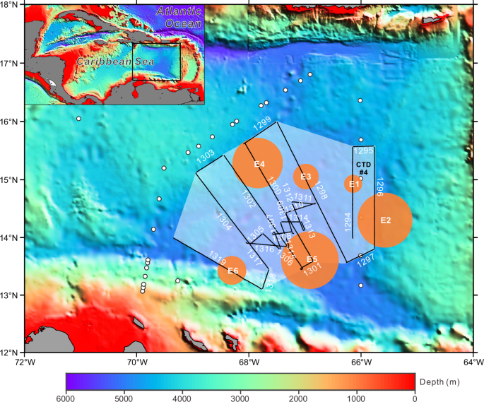 Fig. 1: Map of seismic lines of expedition EW9501.