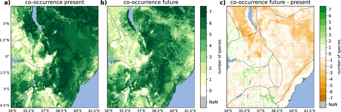 Fig. 3: Predicted co-occurrence of the seven grass species.