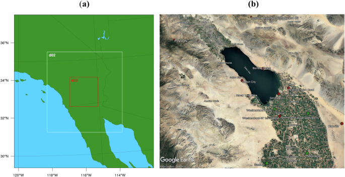Fig. 1: Study area and WRF model domain.