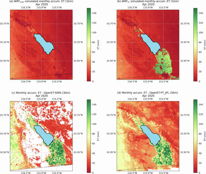 Fig. 4: Evapotranspiration (ET) in the study region.