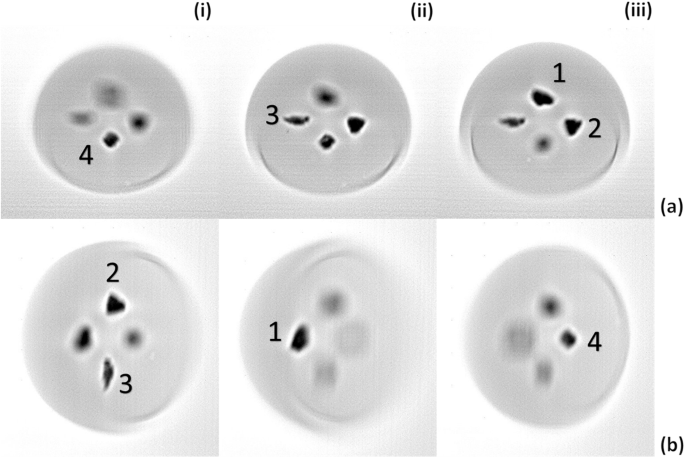 Fig. 4: Reconstructed digital tomosynthesis slices (saturated) from the dome.