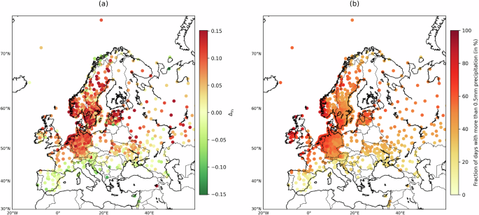 Fig. 5: Precipitation probabilities associated with the highest NAO quintile in winter.
