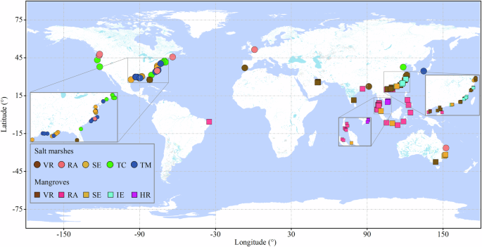 Fig. 1: Locations of coastal wetland restoration sites.