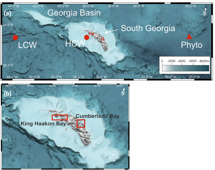 Fig. 1: Sampling locations on South Georgia Island.