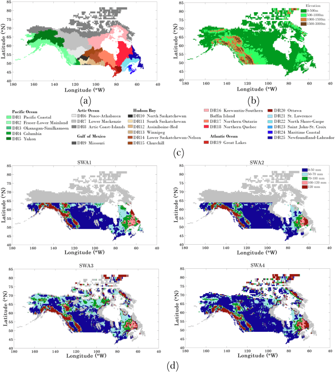 Fig. 1: Estimates of Snow Water Availability (SWA) over northern North America.