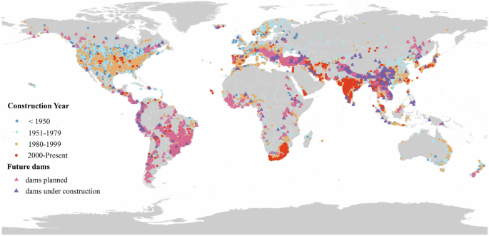 Fig. 1: Global distribution of dams.