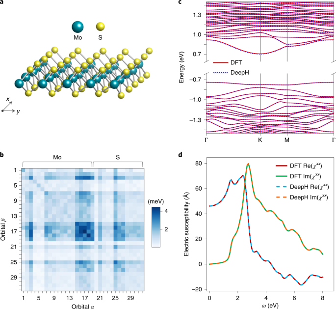 Fig. 4: Performance of DeepH on studying monolayer MoS2.