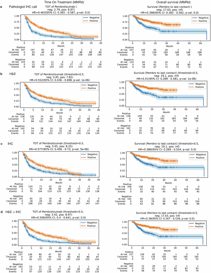 Comparative survival analysis: evaluating the impact of ground truth and predicted MMRd status in CRC patients.