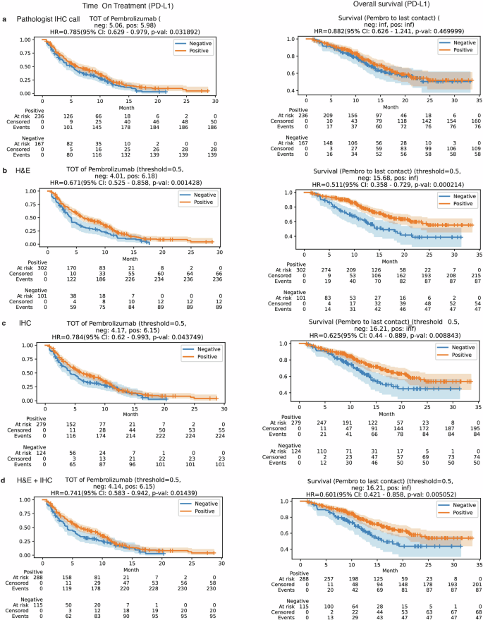 Comparative survival analysis: evaluating the influence of actual and predicted PD-L1 status in patients with BRCA.