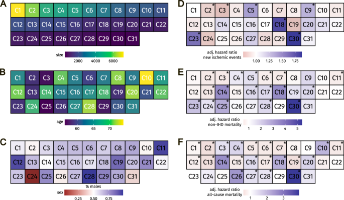 Fig. 3: Overview of quantitative characterization of multimorbidity clusters.