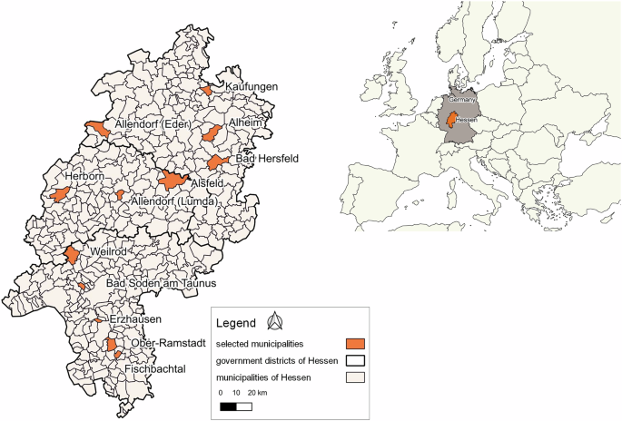 Fig. 3: Selected municipalities in Hessen, Germany.