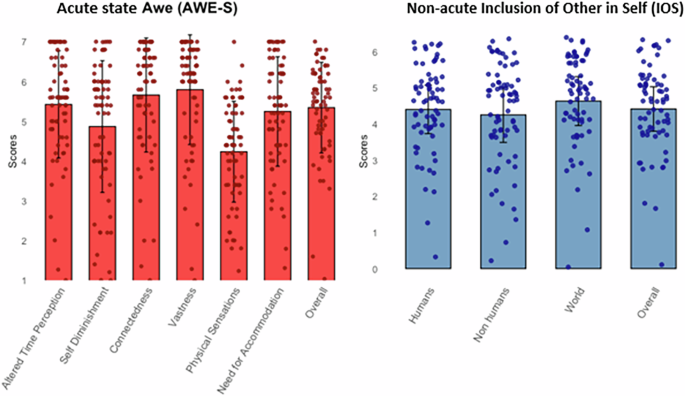 Fig. 1: Descriptive statistics for awe and self - other measures.