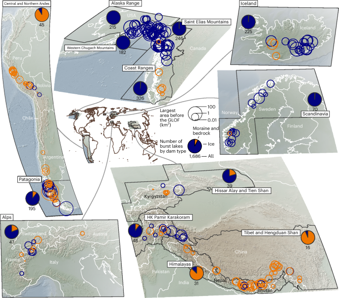 Fig. 1: Regional distribution of GLOF lake areas.