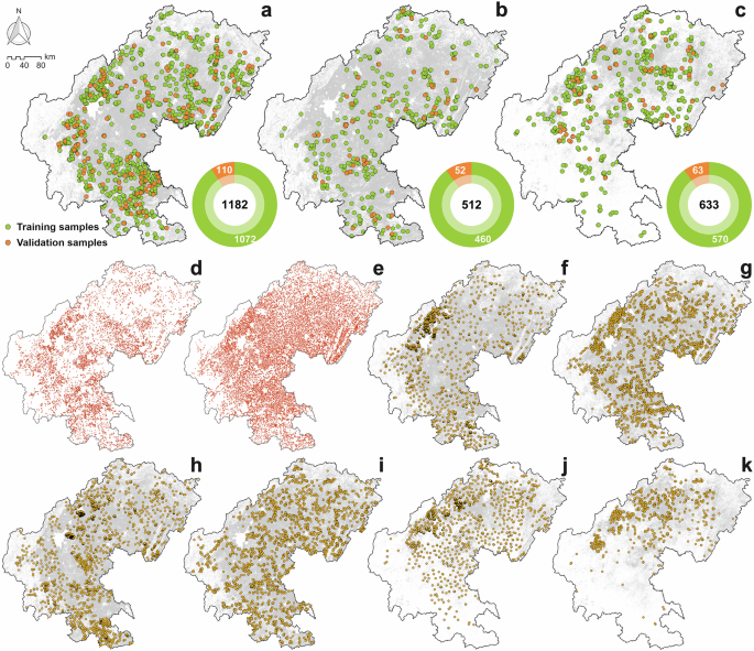 Fig. 10: Distribution of fertilizer field experiments, soil samples and fertilization survey samples in SW China.