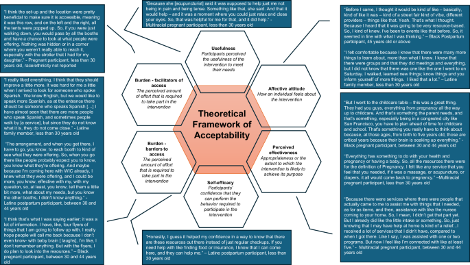 Fig. 1: Theoretical Framework of Acceptability (TFA) domains and corresponding quotes.