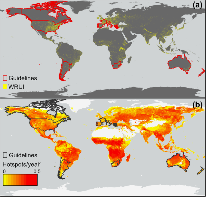 Fig. 1: Location of the countries for which guidelines on the creation of defensible space could be sourced.