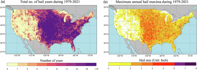 Bayesian estimation of the likelihood of extreme hail sizes over the United States